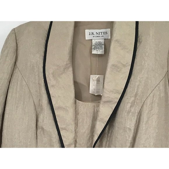 J.R. NITES by CAROL LIN 2pc. Top jacket Tank Blazer women's size 10 beige new - Picture 4 of 6